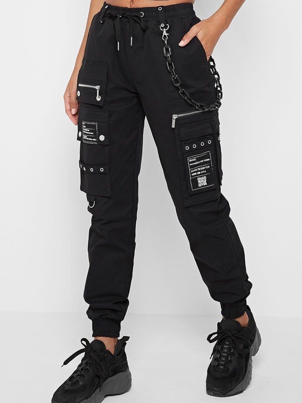 Maniere De Voir Black Cargo Chain Joggers